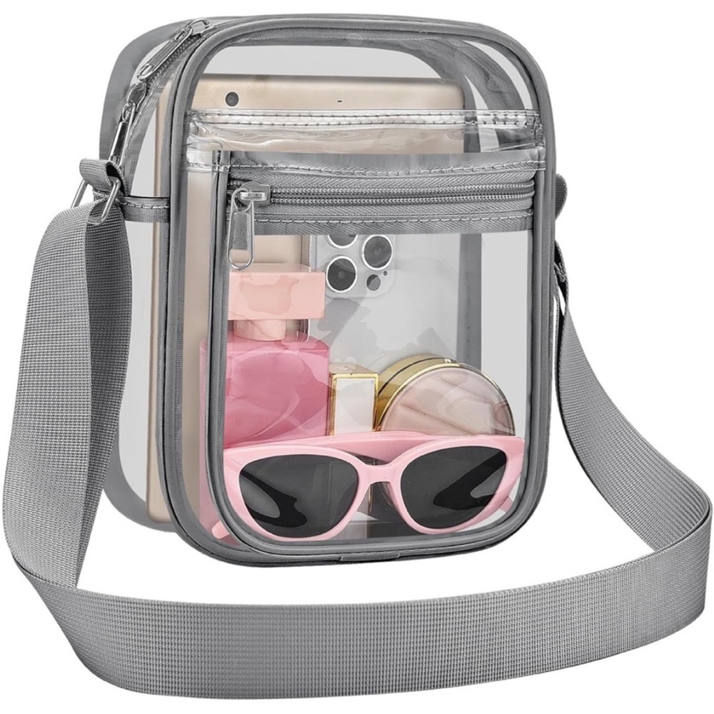 Clear Crossbody Bag with Gray Trim